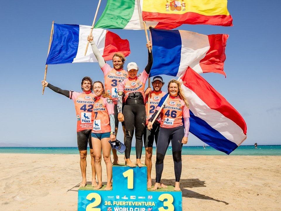 Podio Final de Wingfoil Freefly-Slalom (Imagen GWA - Svetlana Romantsova).