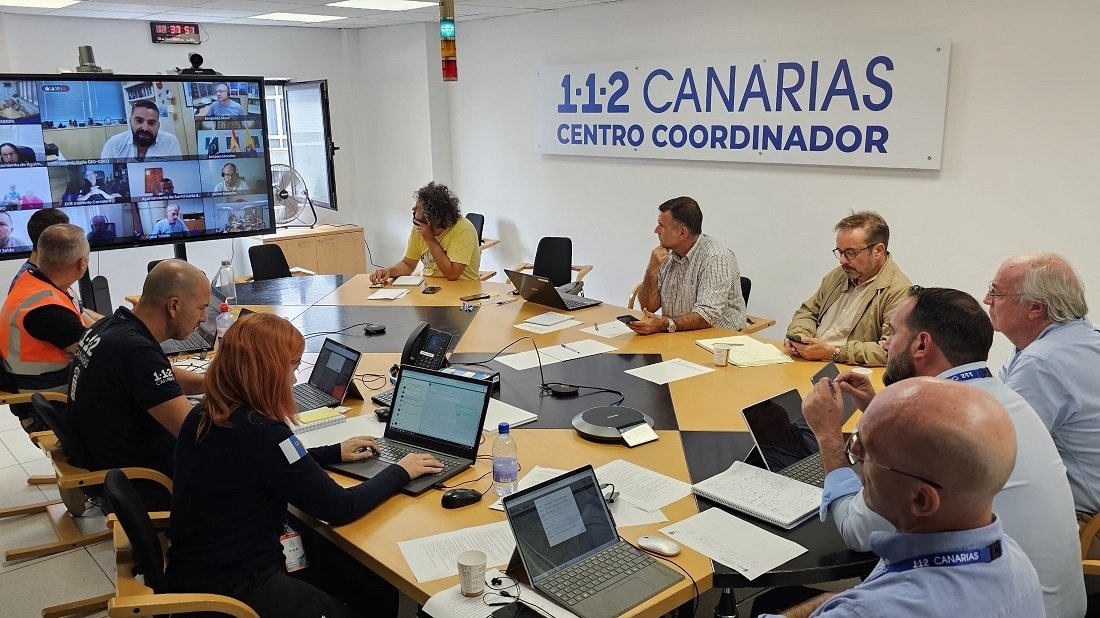 Centro coordiandor del 112, en la activación del PLATECA por contaminación marina en Gran Canaria.