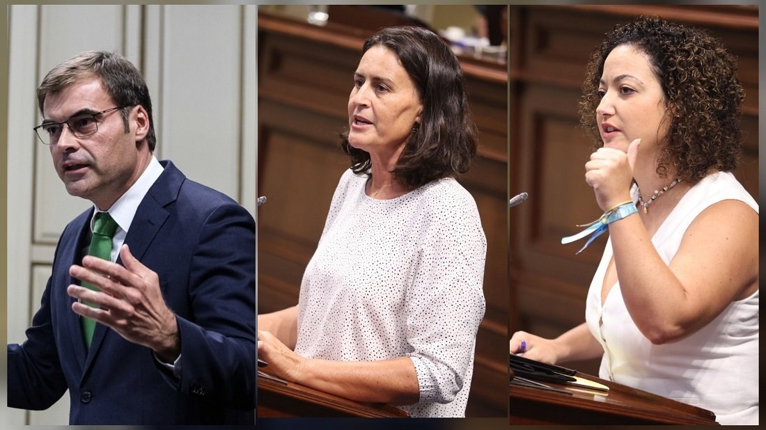 Enseñat, Évora y González en el Parlamento.