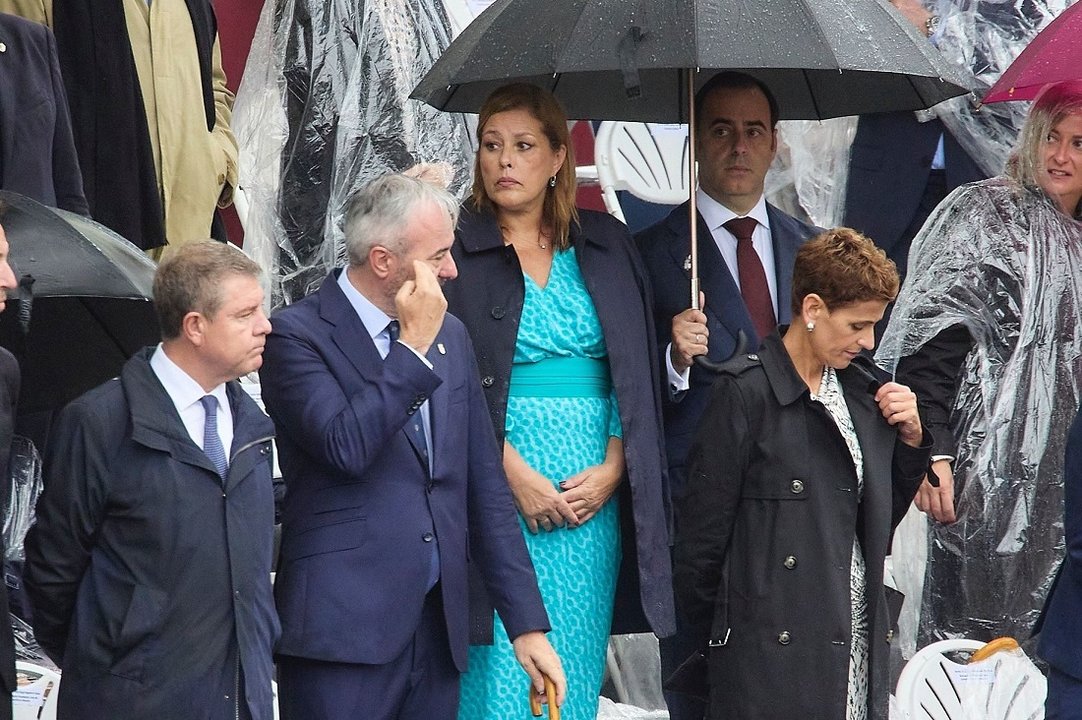 Astrid Pérez, en el desfile del 12 de octubre, en Madrid.