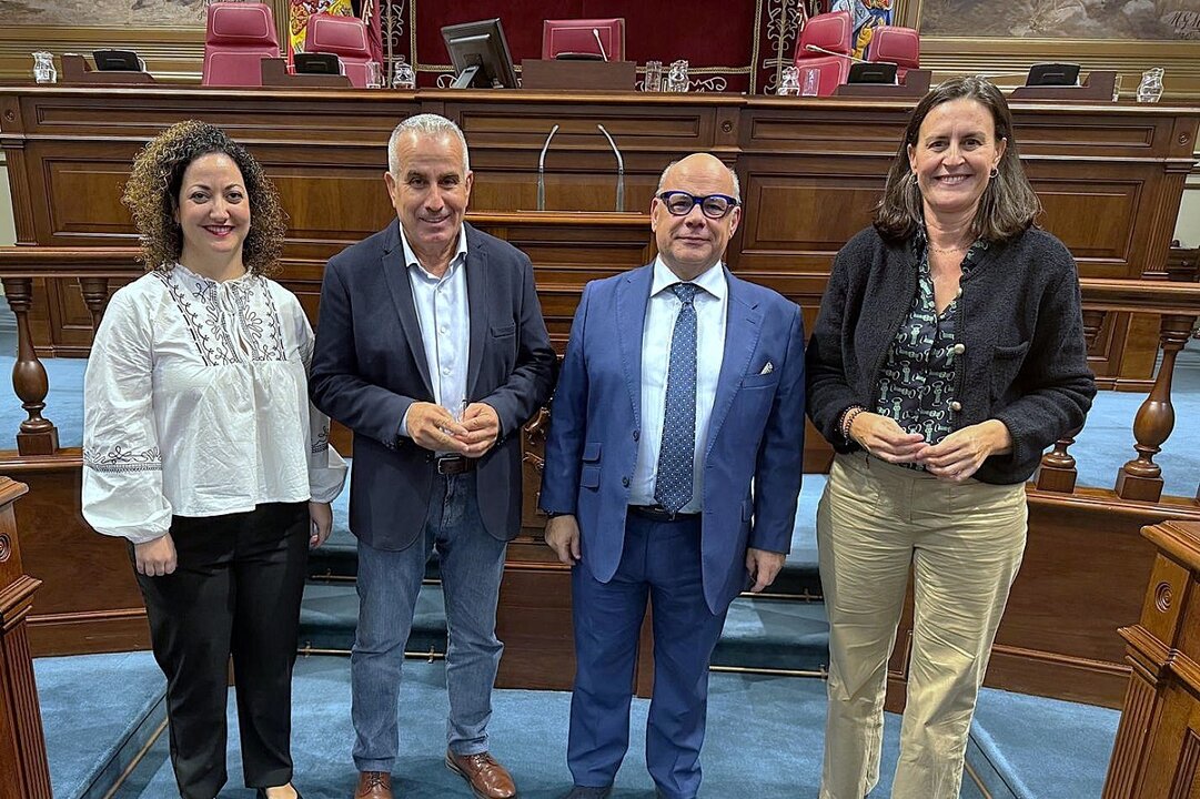 González, Cabrera, Barragán y Évora (CC), en el Parlamento.