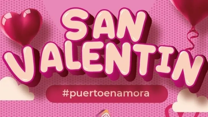 Cartel de San Valentín en Puerto del Rosario.